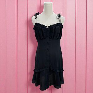 Bar III‎ Black Ruffle Mini Dress Coquette Soft Girl Y2K NWT Size Large